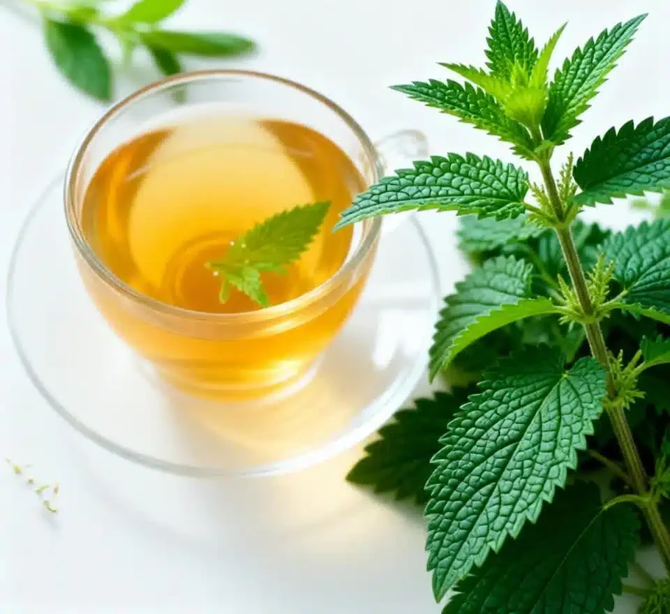 infusión de ortiga con hojas de urtica dioica utilizada en infusiones para la alergia