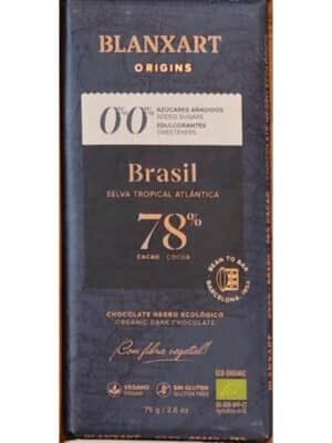 TABLETA CHOCOLATE ECOLÓGICO 78% CACAO BRASIL SIN AZÚCARES AÑADIDOS NI EDULCORANTES